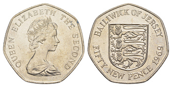Джерси 50 пенсов 1969 герб, Елизавета II (1952-2022) KM 34 медно-никель UNC 91-122