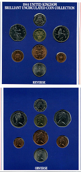 Великобритания официальный набор монетного двора из 8 монет (1/2, 1, 2, 5, 10, 20 и 50 пенсов; 1 фунт) 1984  KM MS105 (926, 927, 928, 929, 930, 931, 932 и 933) бронза, никель латунь и медно-никель BU 4-5-2-02