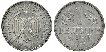 ФРГ 1 МАРКА 1976 G J 385, KM 110 медно-никель aUNC 72-852