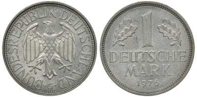 ФРГ 1 МАРКА 1976 G J 385, KM 110 медно-никель aUNC 72-852