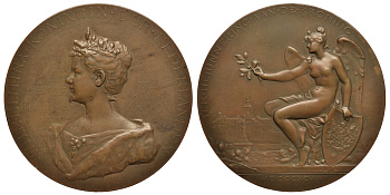 Нидерланды медаль 1898 на коронацию Вильгельмины (1890-1948) в Амстердаме, эротика 72 мм бронза 02-013-11-2