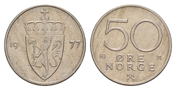 Норвегия 50 эре 1977 Улаф V (1957-1991) KM 418 медно-никель 4635-445