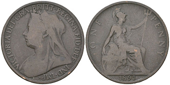 Великобритания 1 пенни 1897 Виктория (1837-1901) KM 790, Spink 3961 бронза 221-1221