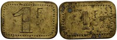 Франция 1 франк ND ресторанный жетон латунь 4166-211