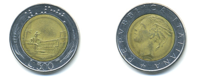 Италия 500 лир 1982 R, Квиринальский дворец в Риме KM 111 биметалл 89-733