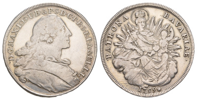 Бавария 1 талер 1759 Максимилиан III (1745-1777) KM 500, Davenport 1952 серебро    1530-1041