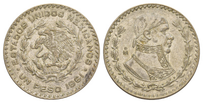 Мексика 1 песо 1961 Хосе Мария Морелос KM 459 серебро 4645-746