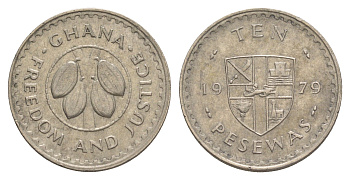 Гана 10 песев 1979 KM 16 медно-никель UNC 4642-135