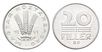 Венгрия 20 филлеров 1991 BP KM 676 алюминий 4664-1265