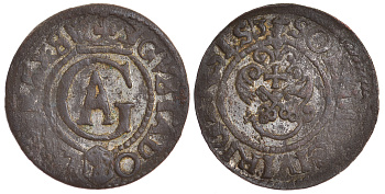 Ливония, Рига, шведская оккупация солид (шиллинг) 1634 Густав II Адольф (1621-1632) KM 9 серебро 1527-541