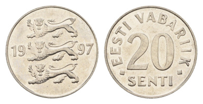 Эстония 20 сентов 1997 KM 23a сталь плакированная никелем UNC 4689-713