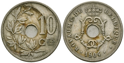 Бельгия 10 сантимов 1904 Belgique KM 52 медно-никель 4172-751