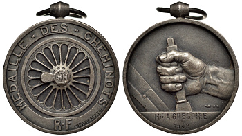 Франция медаль 1942 медаль лучшему железнодорожнику 4578-611