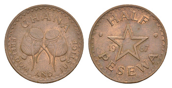 Гана 1/2 песевы 1967 KM 12 бронза 4643-669