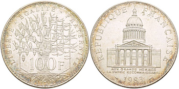 Франция 100 франков 1982 пантеон KM 951.1 серебро 1516-635