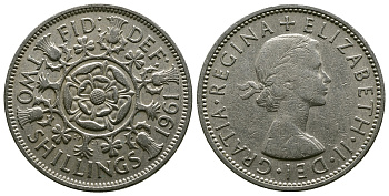 Великобритания 2 шиллинга (флорин) 1961 Елизавета II (1952-2022) KM 906, Spink 4146 медно-никель 4382-245