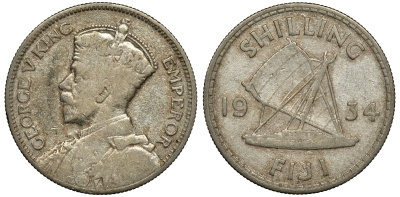 Фиджи 1 шиллинг 1934 Георг V (1910-1936), парусник KM 4 серебро 91-943