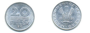 ВЕНГРИЯ 20 ФИЛЛЕРОВ 1989 НАРОДНАЯ РЕСПУБЛИКА (1949-1989) KM 573 алюминий 83-1553