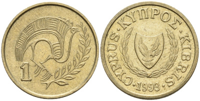 Кипр 1 цент 1993 KM 53.3 никель латунь 4174-1151