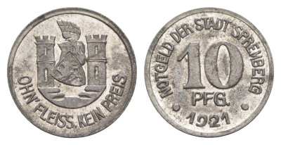 Шпремберг 10 пфеннигов 1921 Funck 514.4, Men05 23830.4, Men18 29804.4 железо 4643-1047