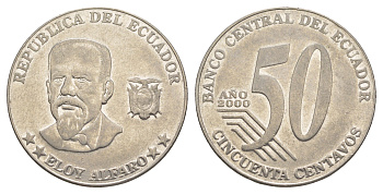 Эквадор 50 сентаво 2000 KM 108 нержавеющая сталь 4645-646