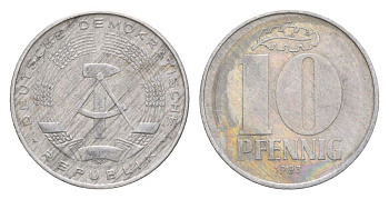 ГДР 10 пфеннигов 1983 A KM 10 алюминий 4630-813