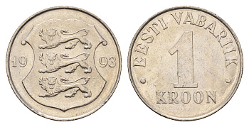 Эстония 1 крона 1993 KM 28 медно-никель 4688-614