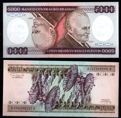 Бразилия 5000 крузейро ND (1981-1985) Pick 202 d бумага UNC (пресс) 7191-27-1-1