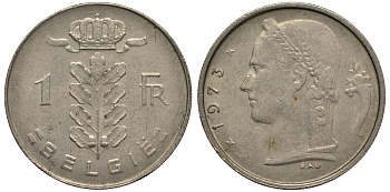 БЕЛЬГИЯ 1 ФРАНК 1973 BELGIE KM 143.1 медно-никель 4182-224