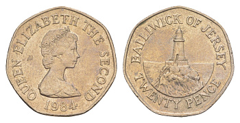 Джерси 20 пенсов 1984 KM 66 медно-никель 4649-547