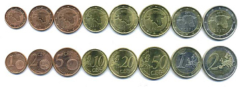 Эстония евронабор из 8 монет 2011 1, 2, 5, 10, 20, 50 евроцентов, 1 и 2 евро UNC N5-55