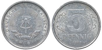 ГДР 5 ПФЕННИГОВ 1979 А алюминий 62-357