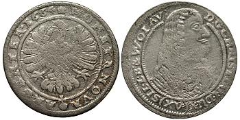 Силезия-Лигниц-Бриг 15 крейцеров 1664 Кристиан серебро 413-1332