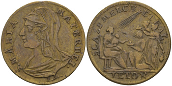 ЕВРОПА ЖЕТОН ND БОЖЬЯ МАТЕРЬ МАРИЯ, СЦЕНА ПРИНЯТИЯ ВОЛХВОВ, РЕЛИГИОЗНЫЙ ЖЕТОН, ДИАМЕТР 20 ММ. латунь 99-434