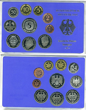 ФРГ государственный набор из 10 монет 1997 F    PROOF  3-5-3-31