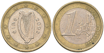 Ирландия 1 евро 2002 KM 38 биметалл 259-231