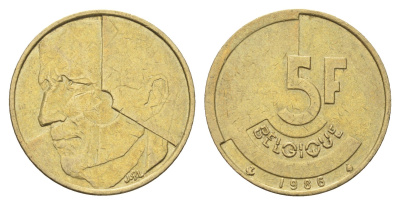 Бельгия 5 франков 1986 Belgique, Бодуэн I (1951-1993) KM 163 медь алюминий никель 4706-146
