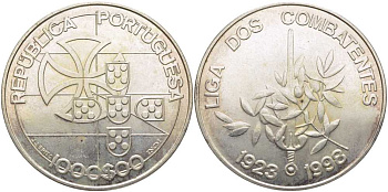Португалия 1000 эскудо 1998 75 лет лиге бойцов KM 714 серебро 3896-1413