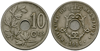Бельгия 10 сантимов 1904 Belgique KM 52 медно-никель 4172-746