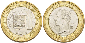 ВЕНЕСУЭЛА 1 БОЛИВАР 2007 KM 93 биметалл 217-743