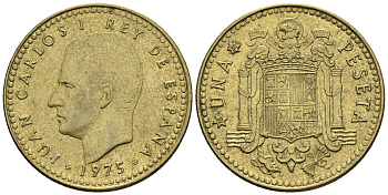 Испания 1 песета 1975 (80) Хуан Карлос I (1975-2014) KM 806 алюминиевая бронза 85-716