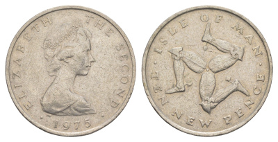Остров Мэн 10 пенсов 1975 Елизавета II (1952-2022) KM 23 медно-никель 4652-751