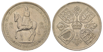 Великобритания 1 крона (5 шиллингов) 1953 коронация королевы Елизаветы, Елизавета II (1952-2022) Елизаветы, в красочной упаковке KM 894, Spink 4136 медно-никель UNC 107-1212