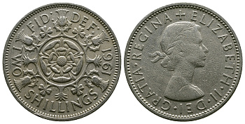 Великобритания 2 шиллинга (флорин) 1961 Елизавета II (1952-2022) KM 906, Spink 4146 медно-никель 4382-314