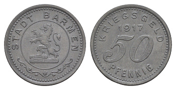 Бармен 50 пфеннигов 1917 Funck 30.2, Men05 1453.2, Men18 1851.2 цинк 4636-1112