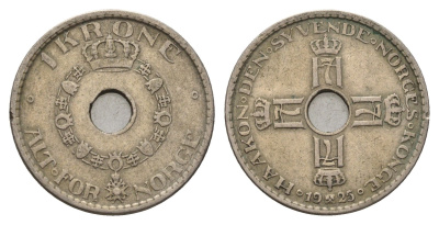 Норвегия 1 крона 1925 Хокон VII (1905-1957) KM 385 медно-никель 4703-253