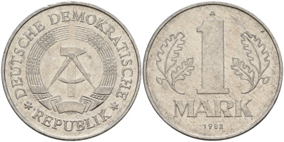 ГДР 1 марка 1982 A KM 35.2 алюминий 181-952
