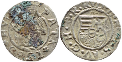 Венгрия 1 денар 1580 КВ, Рудольф II Габсбург (1576-1612), мадонна с младенцем  серебро    1530-334