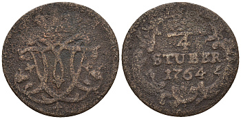 Кельн 1/4 штубера 1764 KM 161, Noss 791 медь 259-1127
