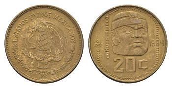Мексика 20 сентаво 1984 KM 491 бронза 4664-757